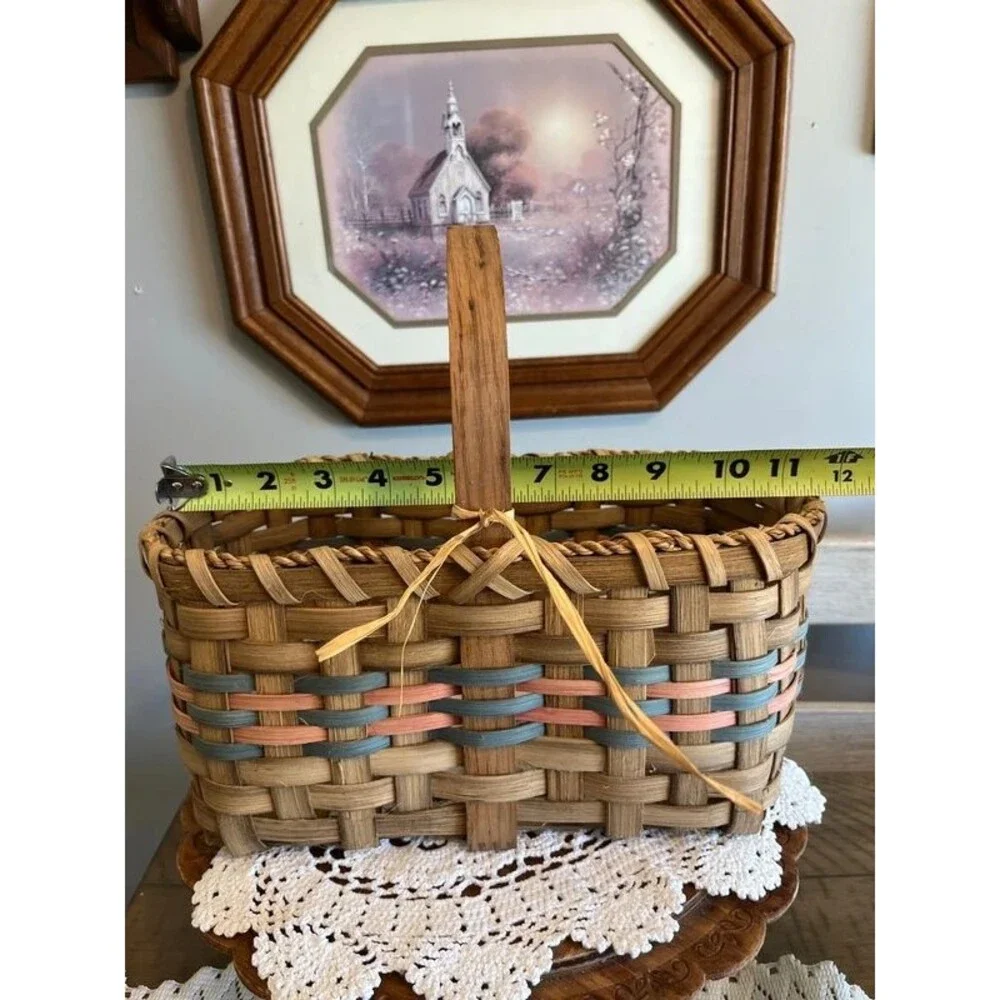 Vintage Handwoven wicker gathering basket